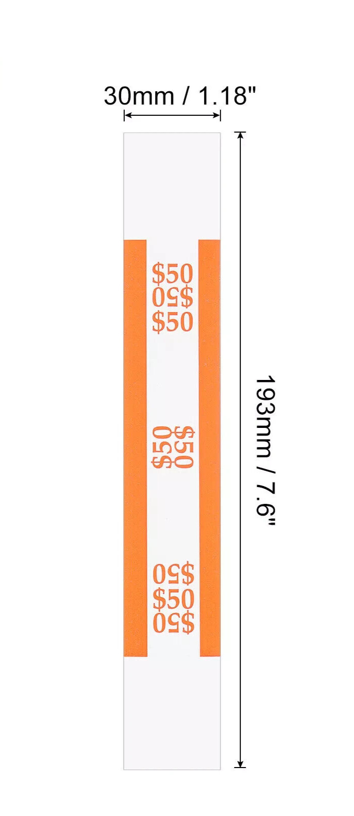 10 Self-Sealing Orange Bill Straps Holds $50 Bill Wrappers Currency Bands