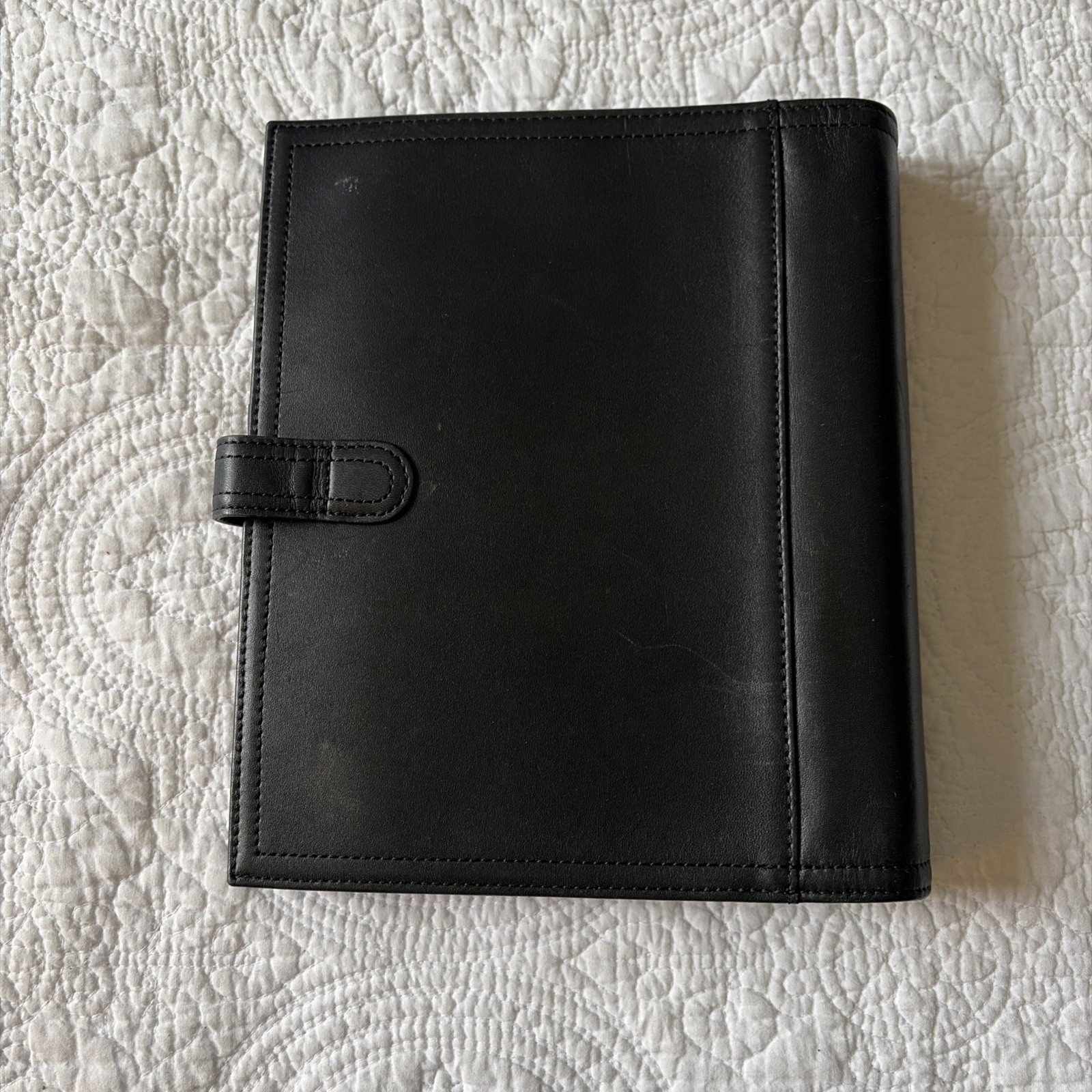 Vintage Day-Timer Genuine Leather Planner Black 6 Ring Binder Silver Buckle