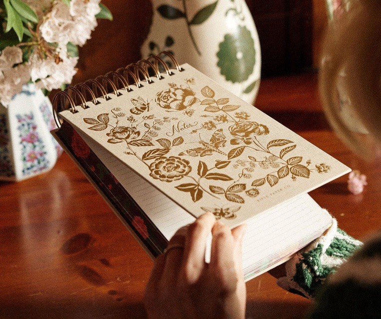 Rifle Paper English Rose Desktop Spiral Notepad 200 Pages New Sealed
