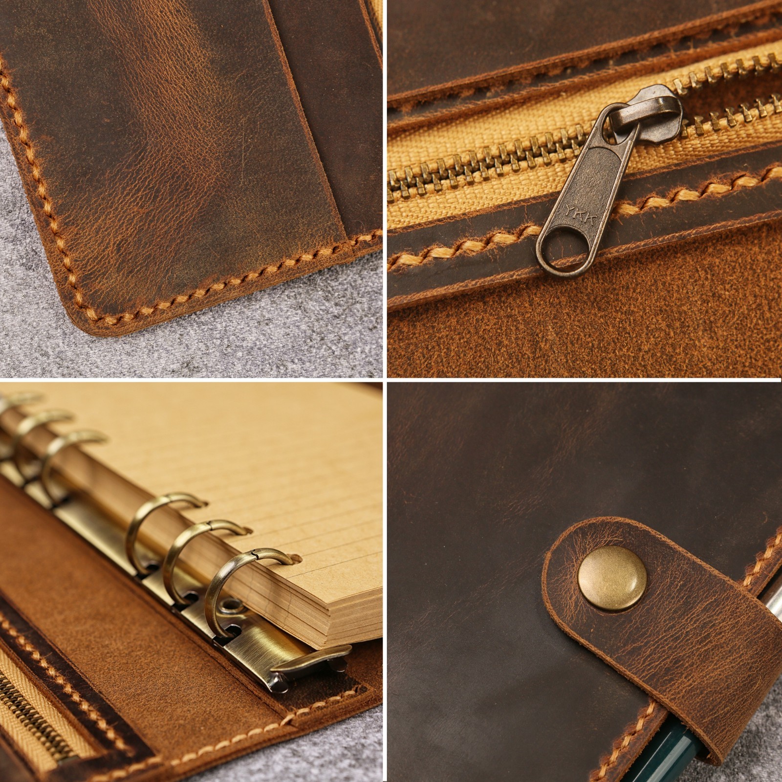 Refillable Genuine A5 Leather binder Diary Travel Journal