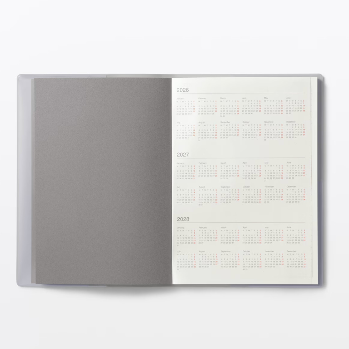 MUJI 2026 Weekly Planner Notebook B5 Gray Starts August 2026 Japan