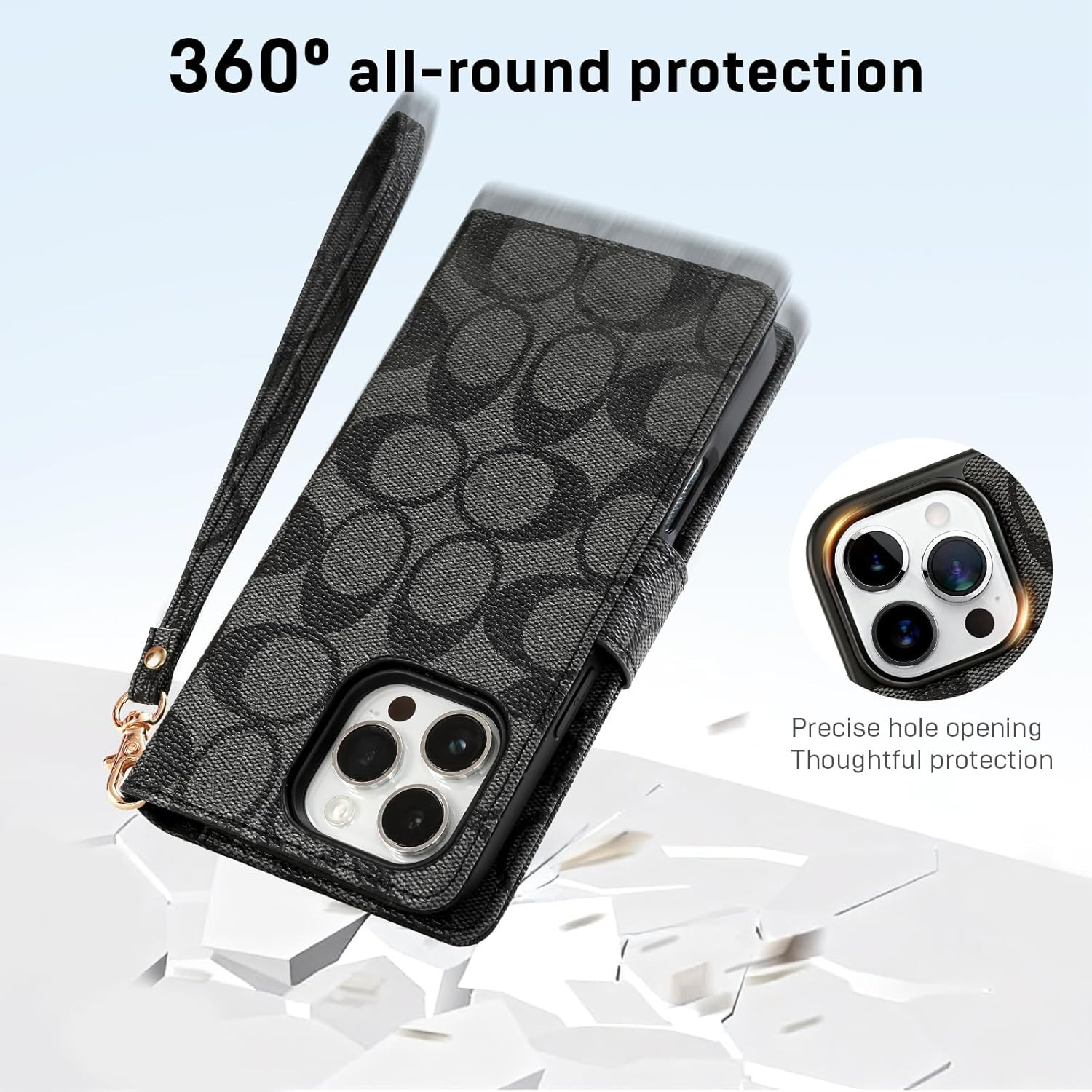 Luxury Designer Wallet Case for Iphone 16 Pro Max, Magnetic Detachable Cover wit