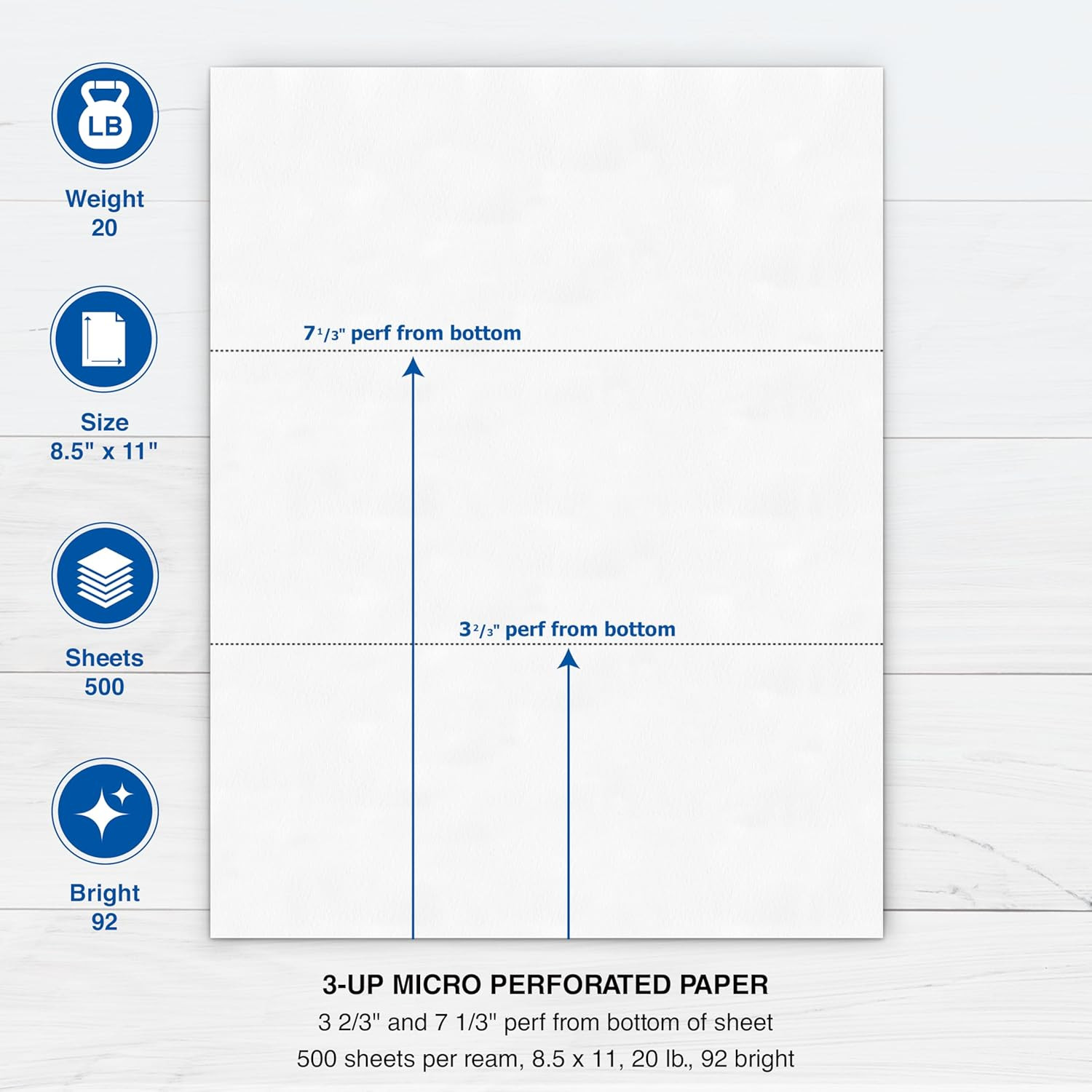 Printworks Professional 3 Part Perforated Paper 8.5” X 11” – Perfect for W-2, 1