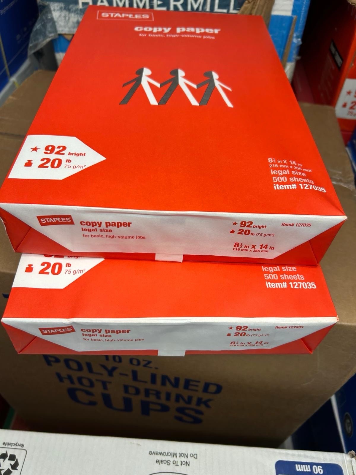 8.5″x14″ Legal Copy Paper 20lb – 2 Pack Assorted Staples, Office Depot & Univers