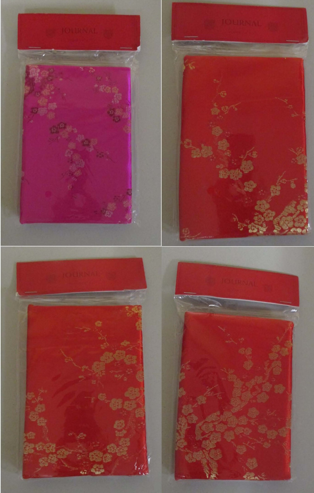 Lot of 4 Journals 4 in x 6 in – 1 Pink, 3 Red – NEW – Bonus Cosmetic Case