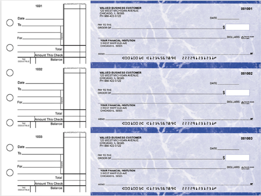 Manual Business Checks with Side Stub Many Styles/Colors -300 Checks