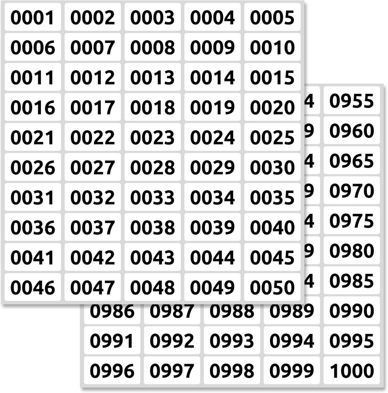 1-1000 Consecutive Number Inventory Labels Stickers Sheets, 1.5″ X 0.75″