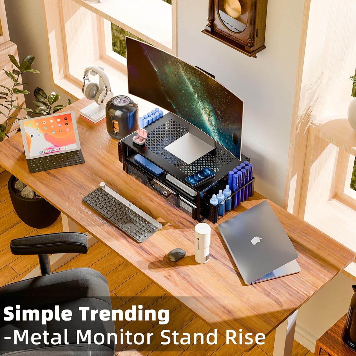 Simple Trending Desk Organizer and Accessories, 2 Tier Computer Metal Monitor