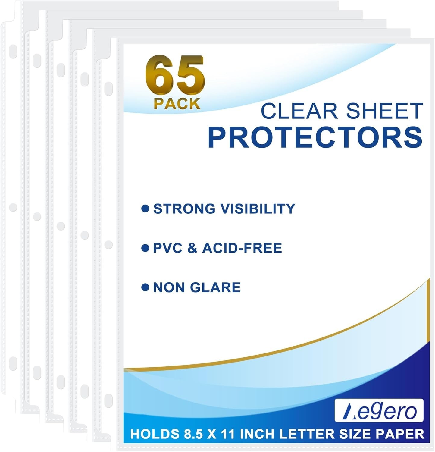 65 Pack Clear Sheet Protectors, 8.5 x 11 inch Page Protectors for 3 Ring Binder