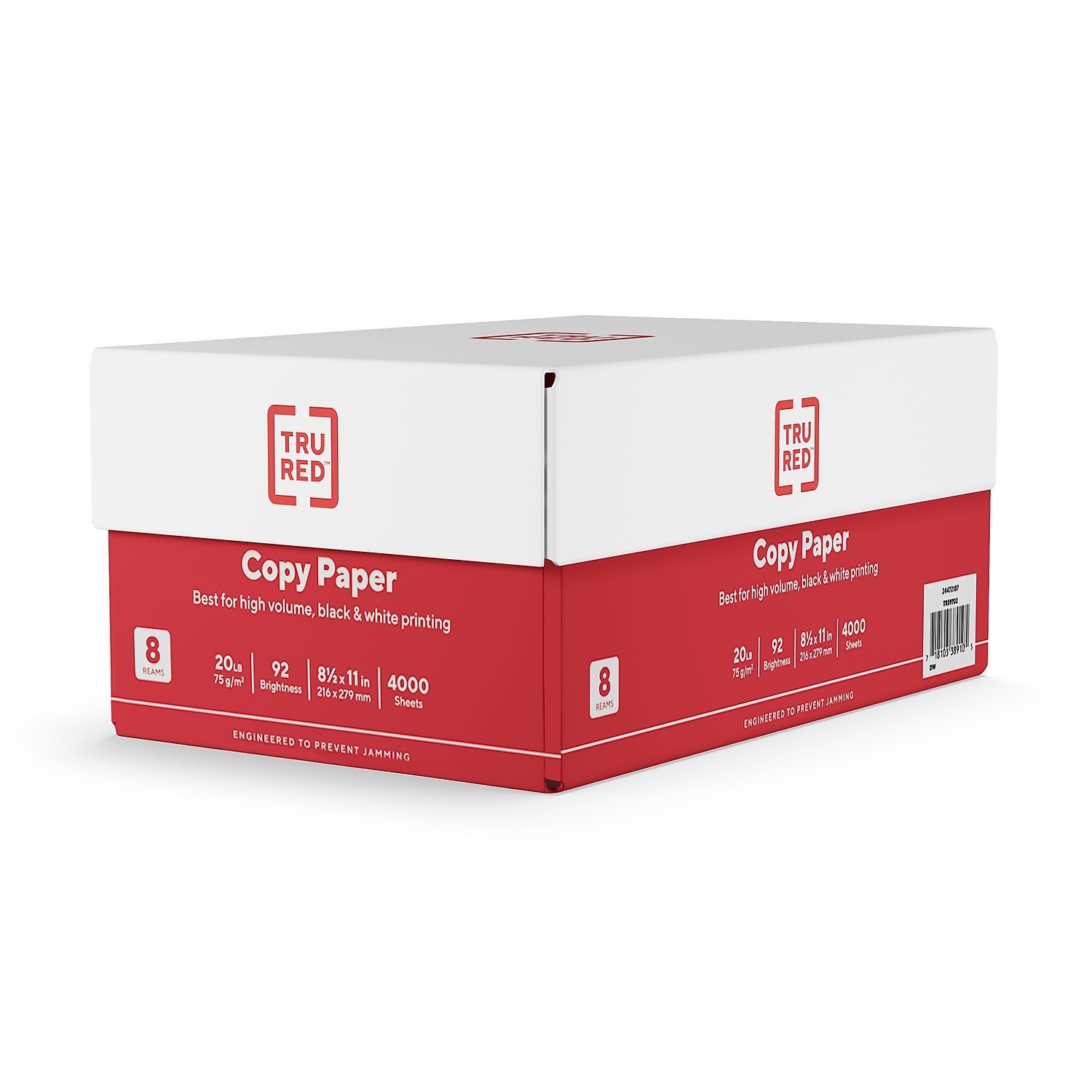 High-Quality 8.5×11 Copy Paper, 20lb, 92 Bright, 500 Sheets/Ream, 8 Reams/Carton