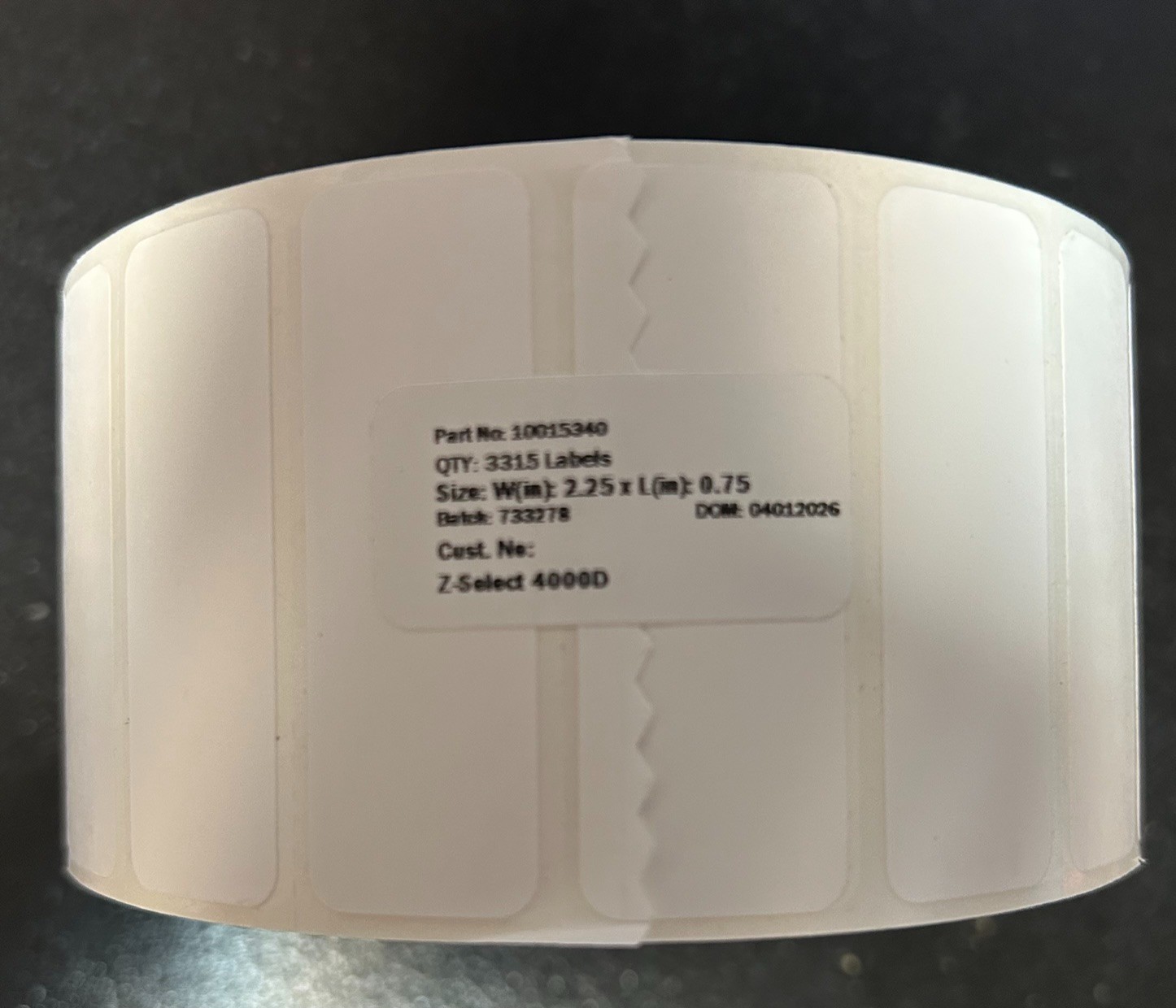 2.25″ x 0.75″ Zebra Z-Select 4000D Label – 10015340 – One Roll of 3,315 Labels