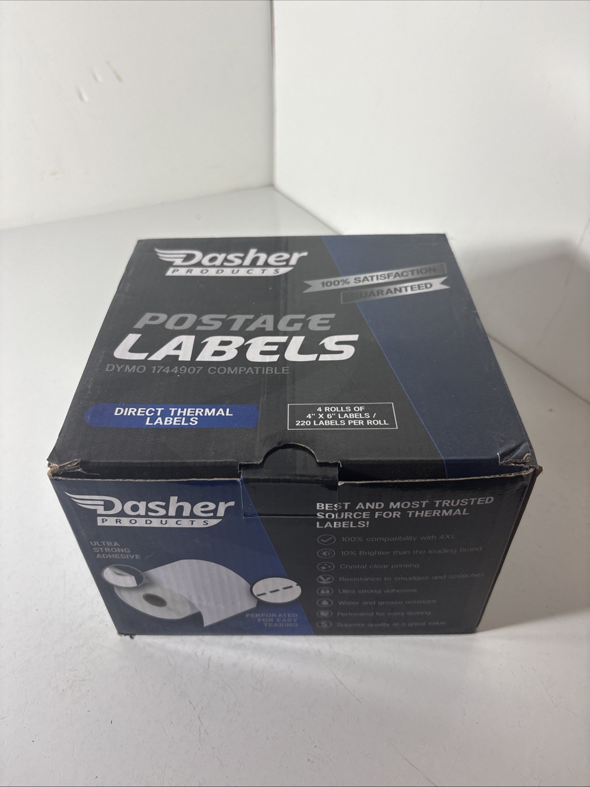 Dasher Products 4 in x 6 Printer Labels for DYMO 1744907 – 4 Roll