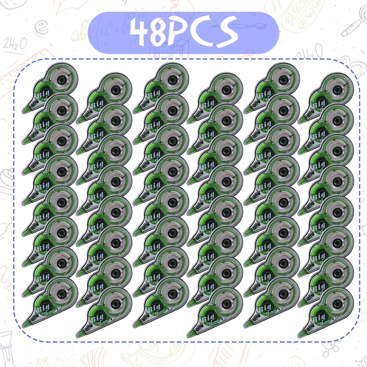 Easy-to-Use Translucent Correction Tapes, Pack of 48