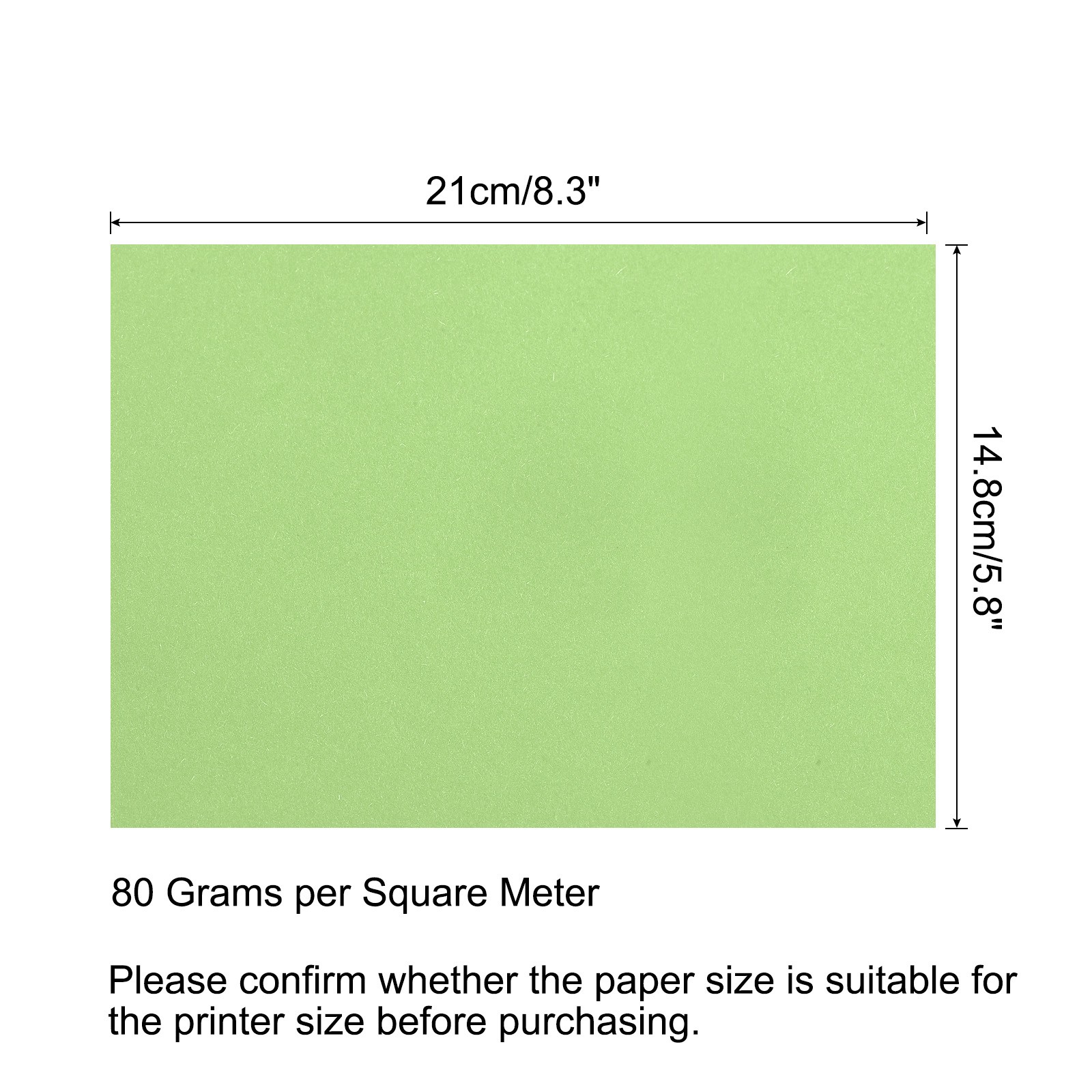 Colored Copy Paper 8.3×5.8 Inch 80gsm Light Green 25 Sheets