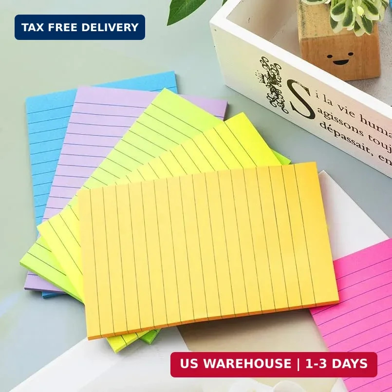 (6 Pack) Lined Sticky Notes 4×6 in,Large Notepads with Lines,Ruled Stickies Supe