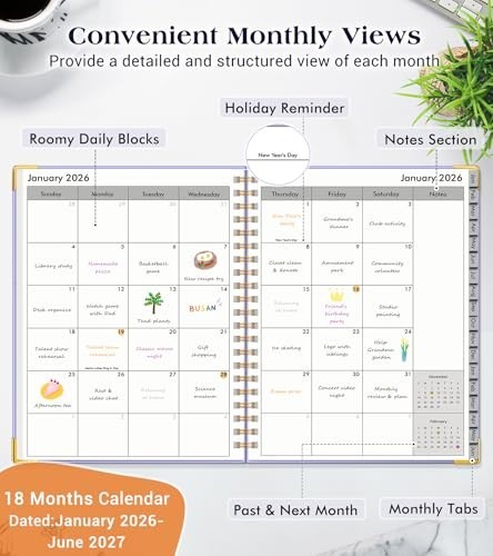 2026-2027 Planner, 18-Month Weekly & Monthly Organizer, 8.5″x11″ Large Calendar,
