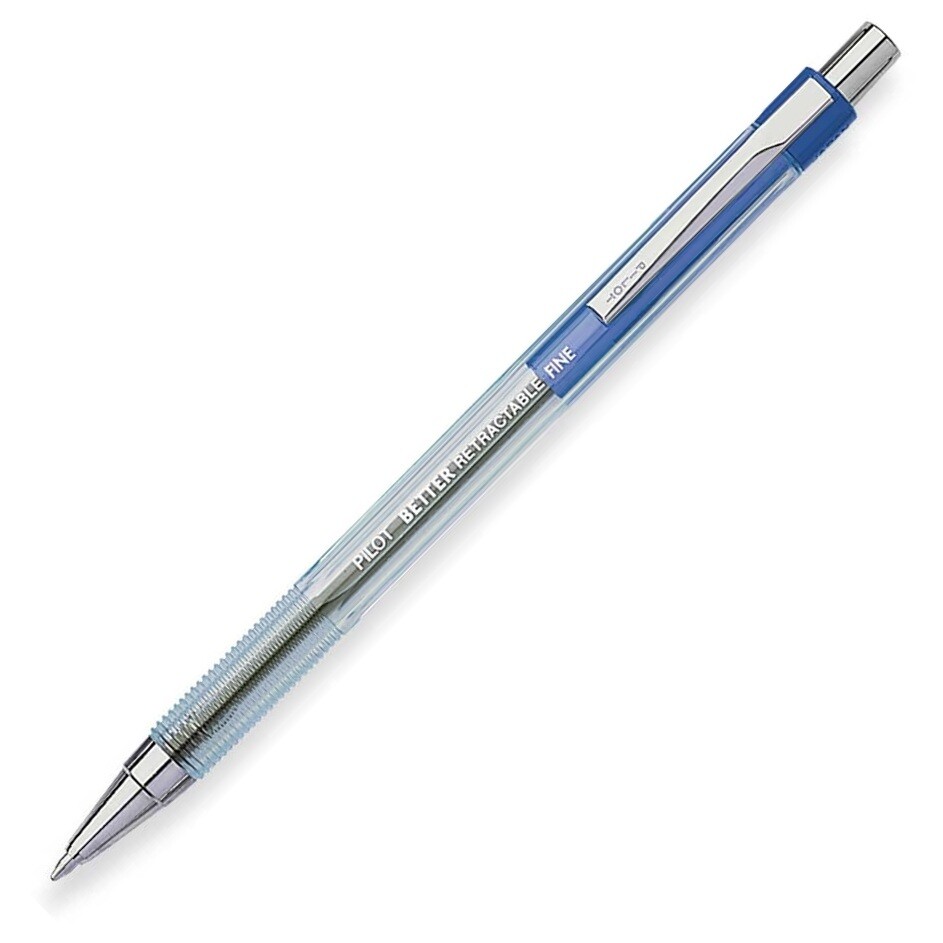 Pack of 5 Pilot Better Retractable Pen, Fine Point: 2 Black, 2 Blue, 1 Red