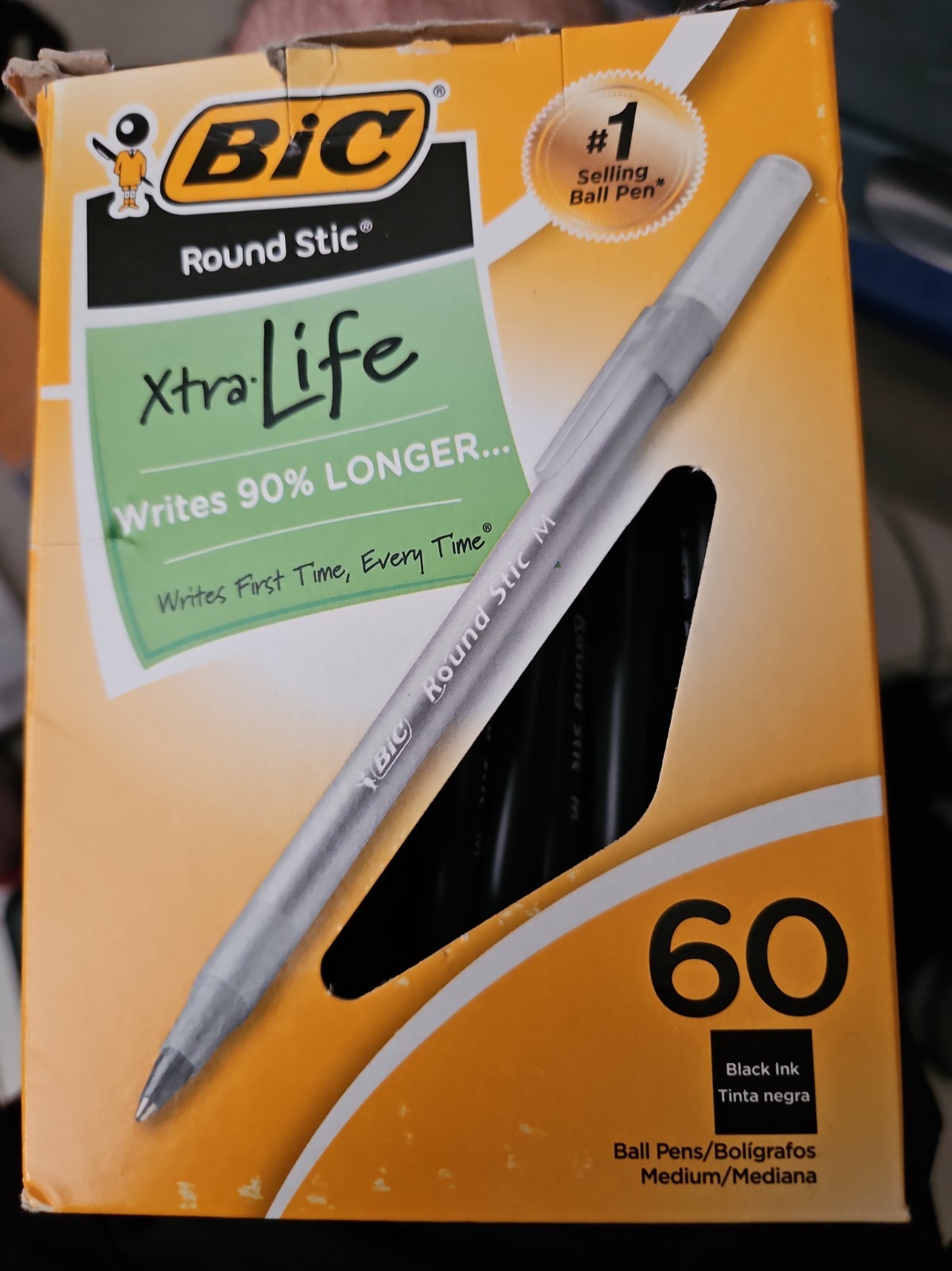 BIC BICGSM609BK Medium 1.0mm Round Stic Ballpoint Pens, Black – 60 Count