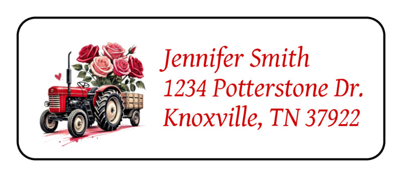 30 Valentines day return address labels personalized tractor