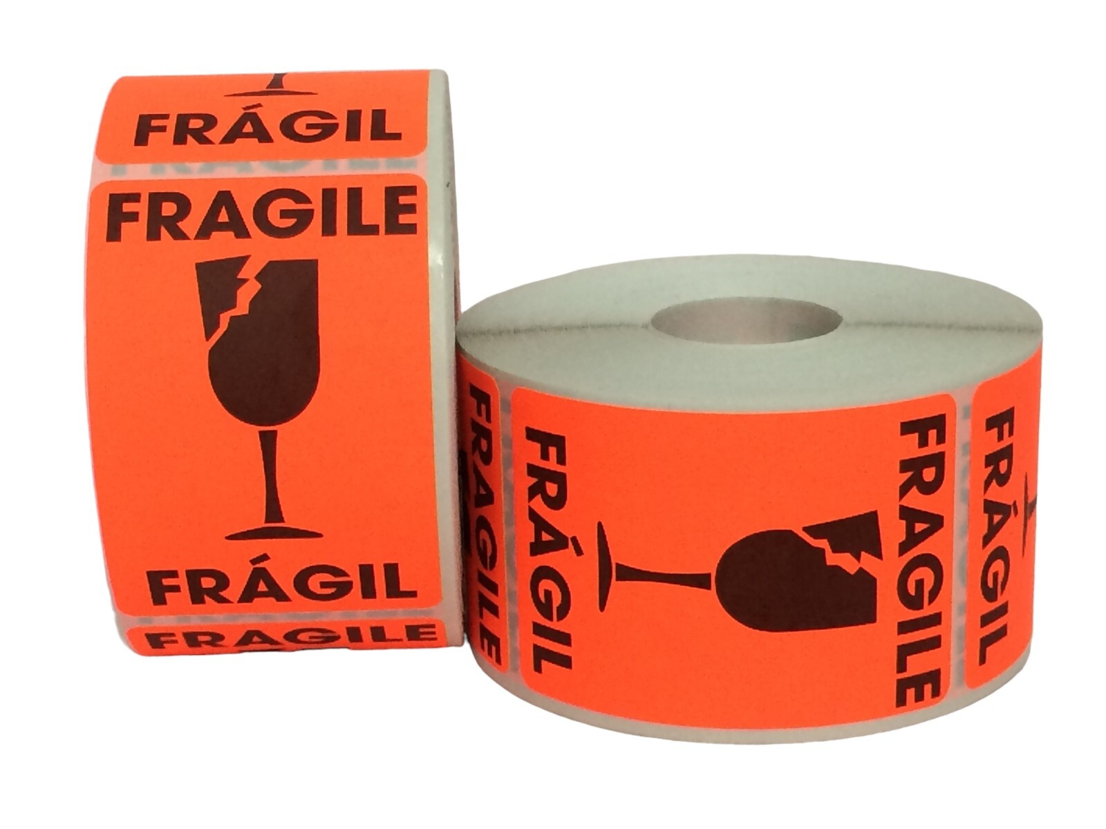 2×3 Fragile Fragil Red GLASS Shipping Handling Labels English/Spanish 1000
