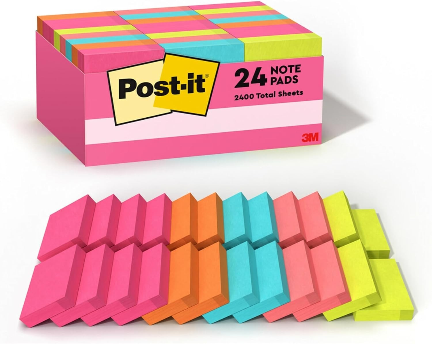 Mini Notes, 1 3/8 in. x 1 7/8 in., 24 Sticky Notes Pads, 100 Sheets per Pad, …