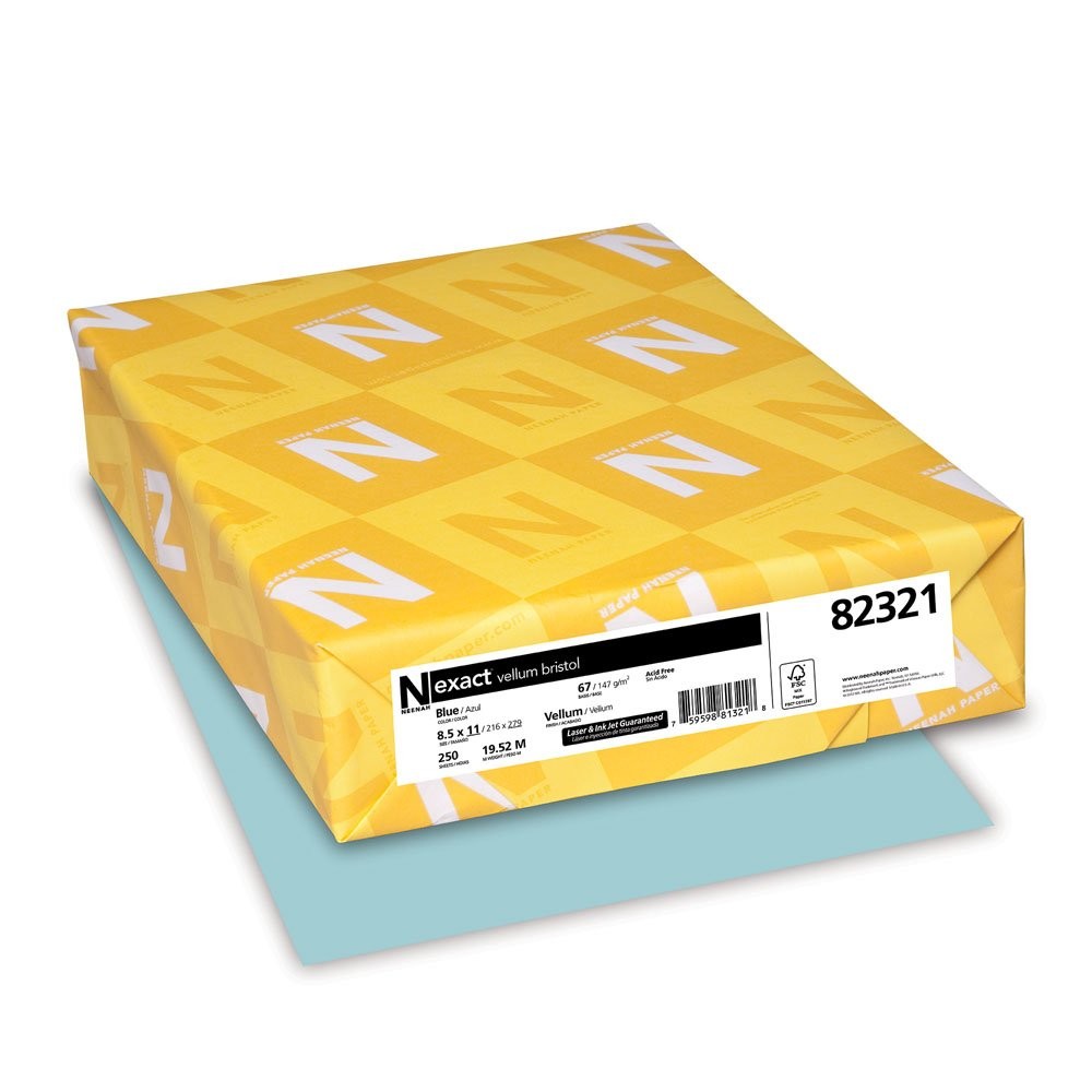 Neenah Paper Wausau Vellum Bristol Cardstock, 67 lb, 8.5 x 11 Inches, Pastel Blu