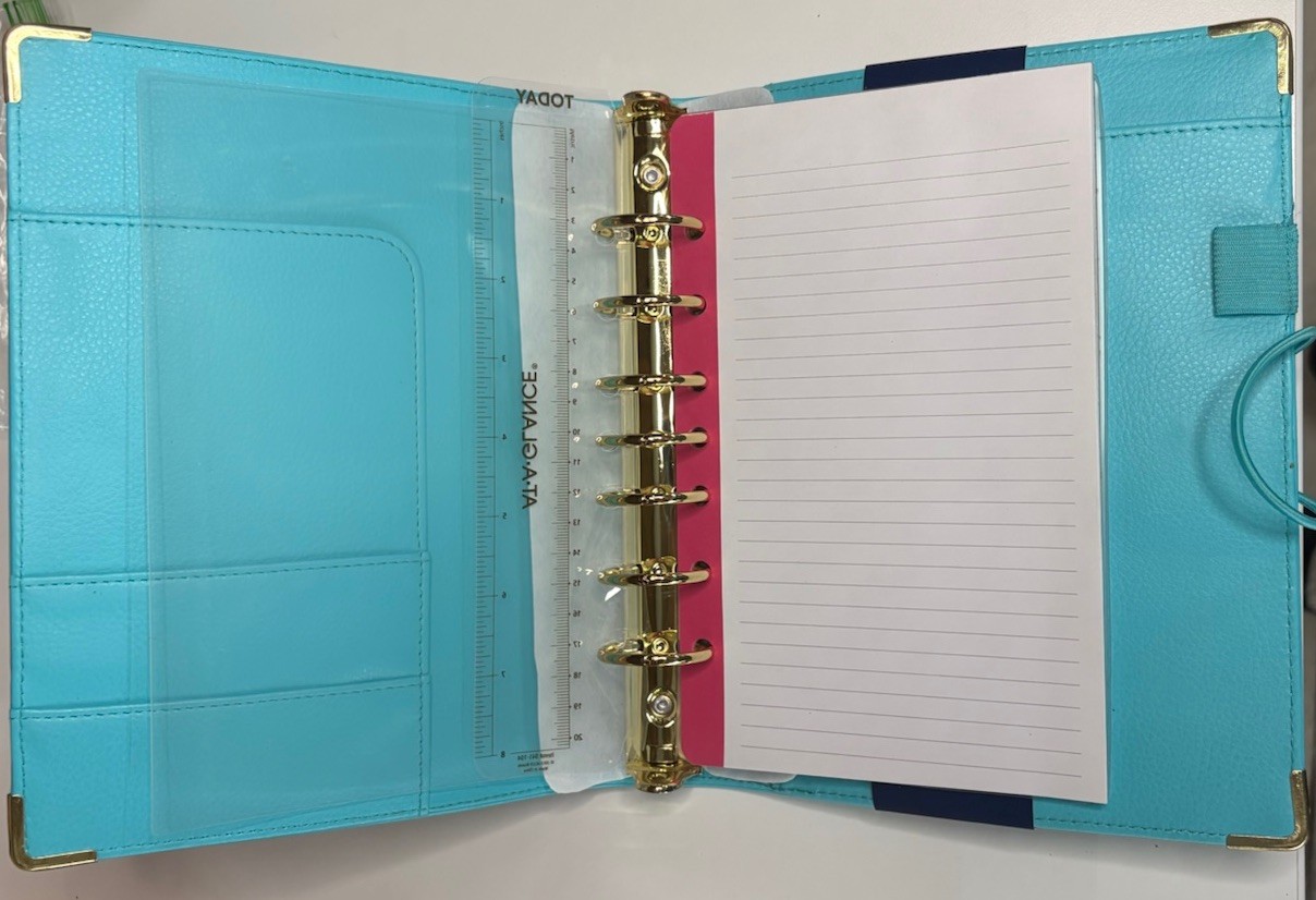 Emily Ley Simplified Planner Organizer Binder Teal Blue Gold 6-Ring NWT
