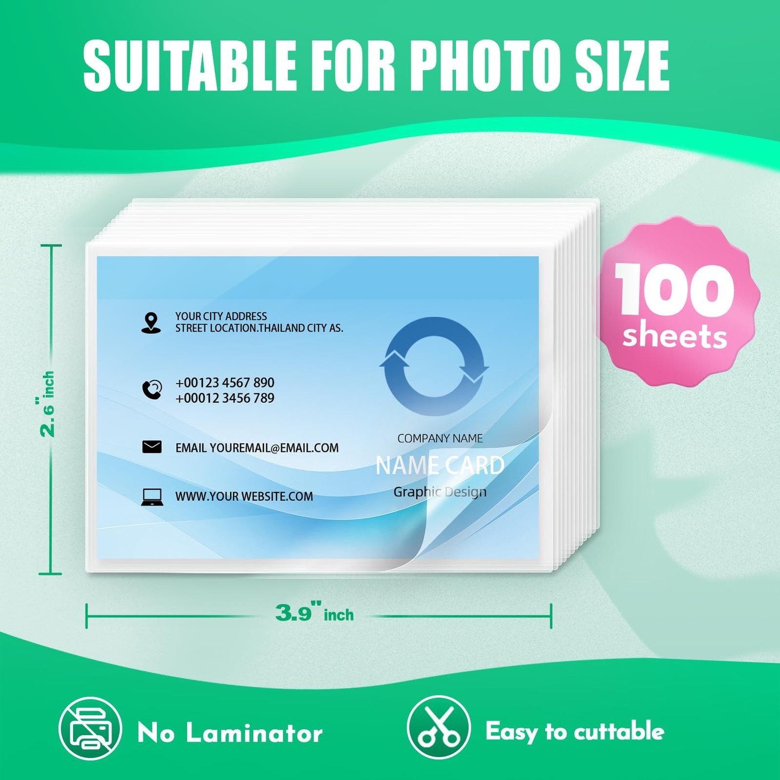 100 Pack Self Sealing Laminating Pouches for Small Business Card,Waterproof S…