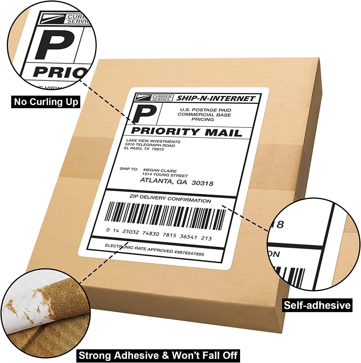 Rounded Corner Shipping Labels 8.5″x5.5″ Self Adhesive 2 Per Sheet Laser/Inkjet