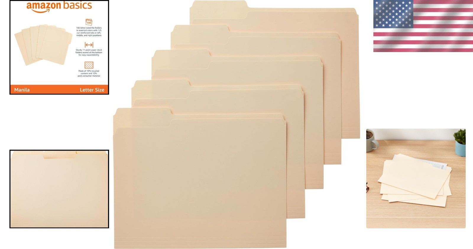 File Folders, Letter Size, 8-1/2″ X 11″, Classic Manila, 1/3-Cut Tabs in Left, R
