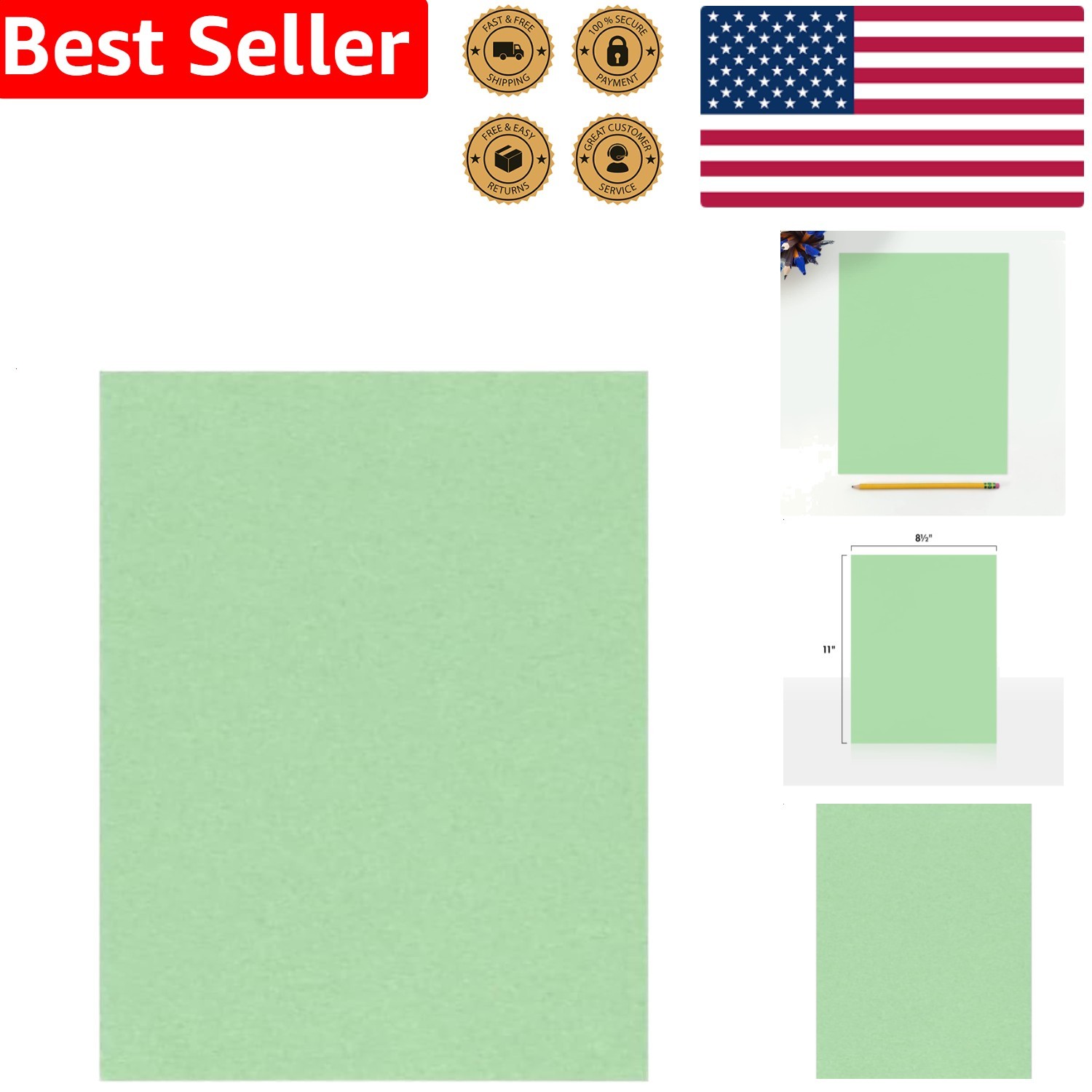 60lb Text Paper 8.5 x 11 Pastel Green 50 Sheets Biodegradable Craft