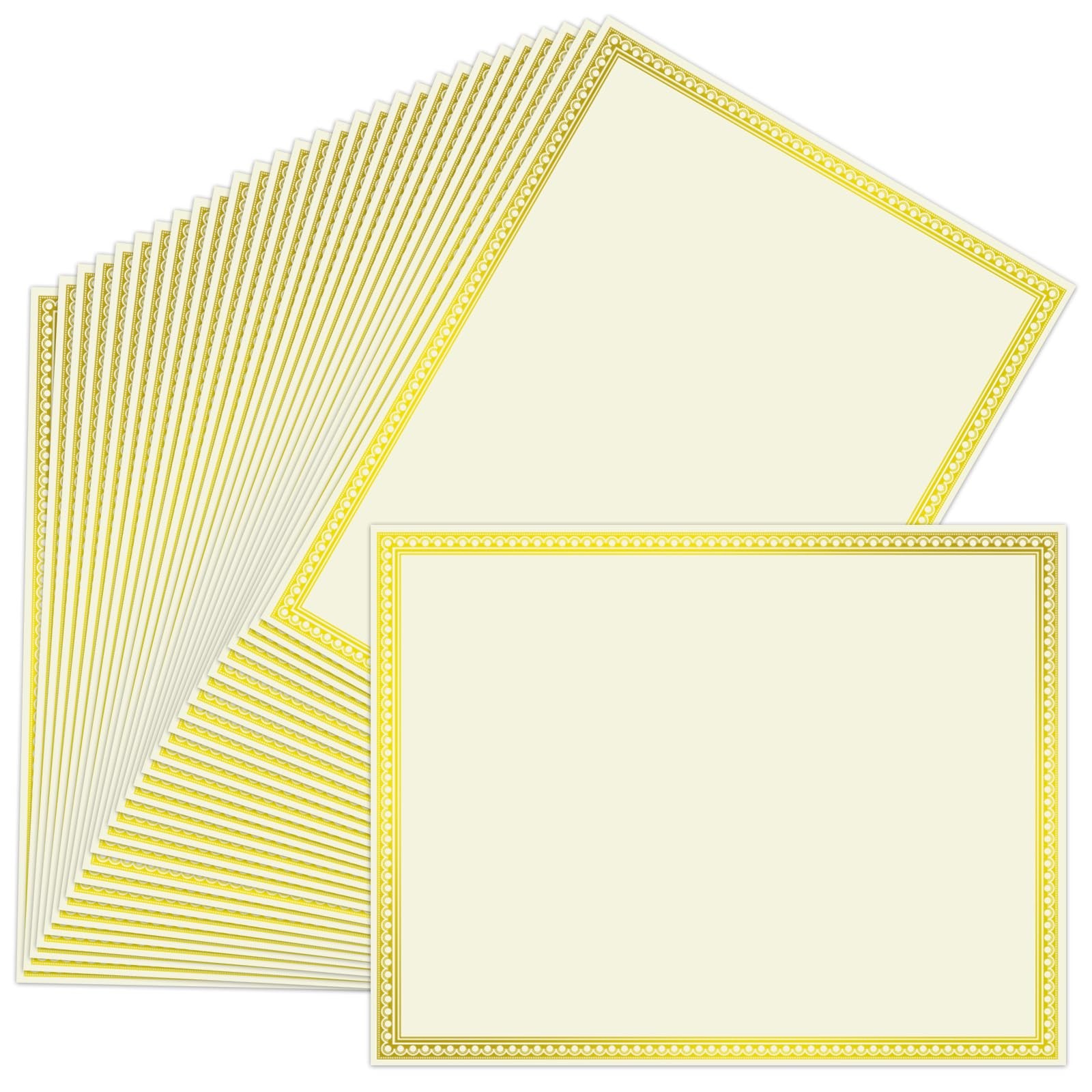 200 Sheet Gold Foil Award Certificate Paper Bulk 8.5 x 11 In for Printing Cus…