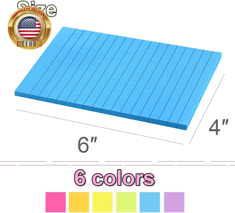 (12 Pack) Lined Sticky Notes 4X6 In,Large Notepads with Lines,Ruled Stickies Sup