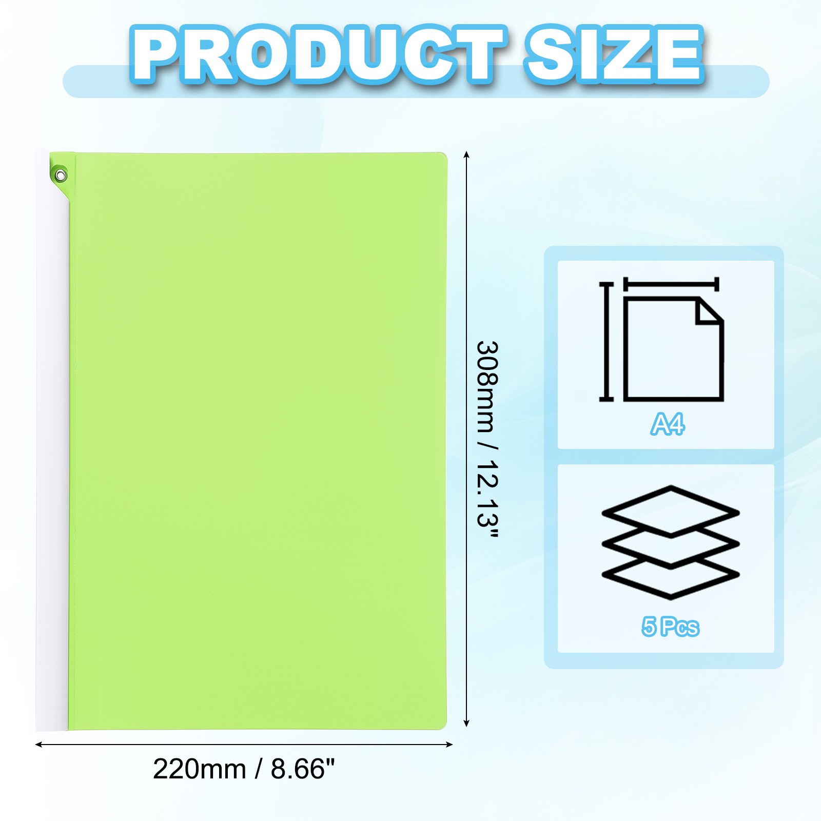 5 Pcs Report Folder Cover with Swing Clip, Green