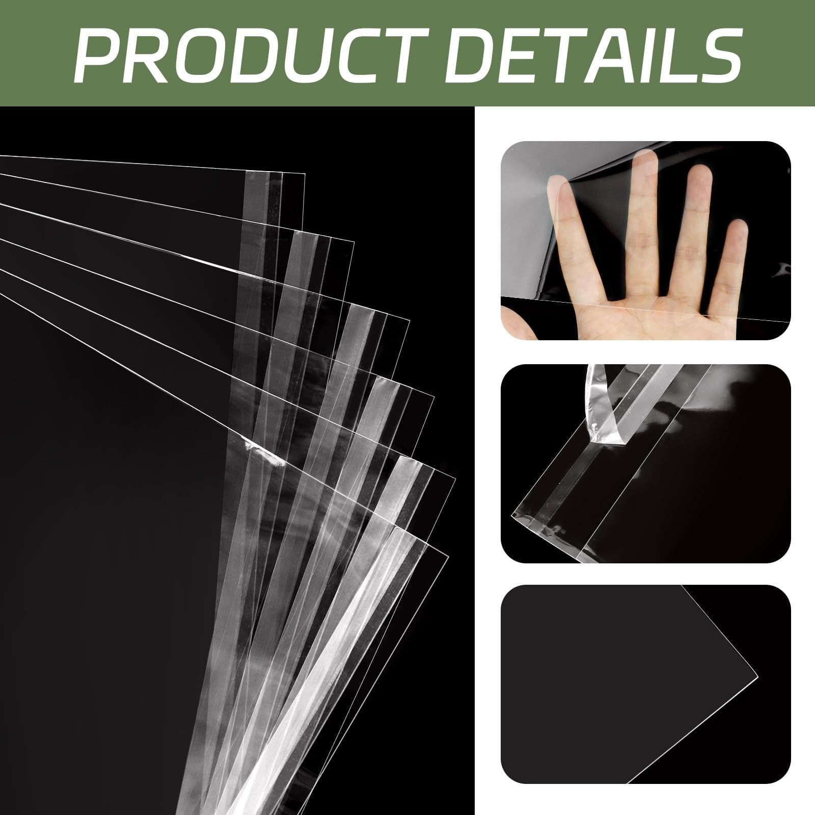 100 Pcs Clear Cellophane Self Sealing Bags 8.5″x11″ Resealable Plastic Sleeves