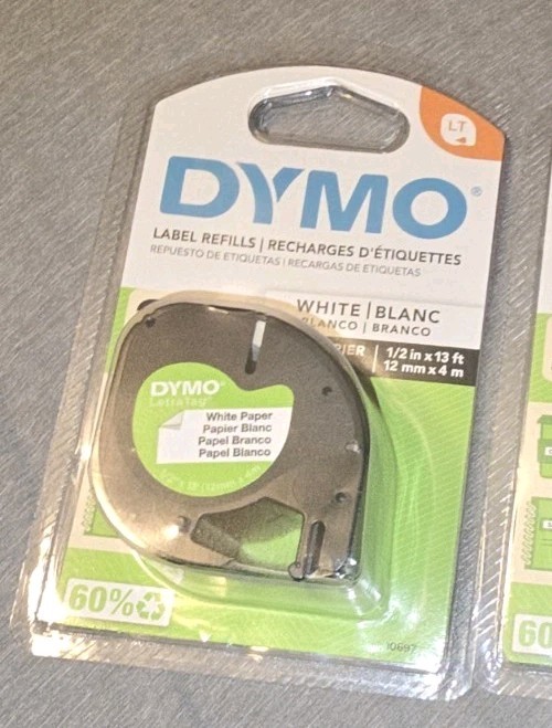 Lot Of 2 DYMO 10697 Letratag White Paper Label Tape (dym10697) Brand New