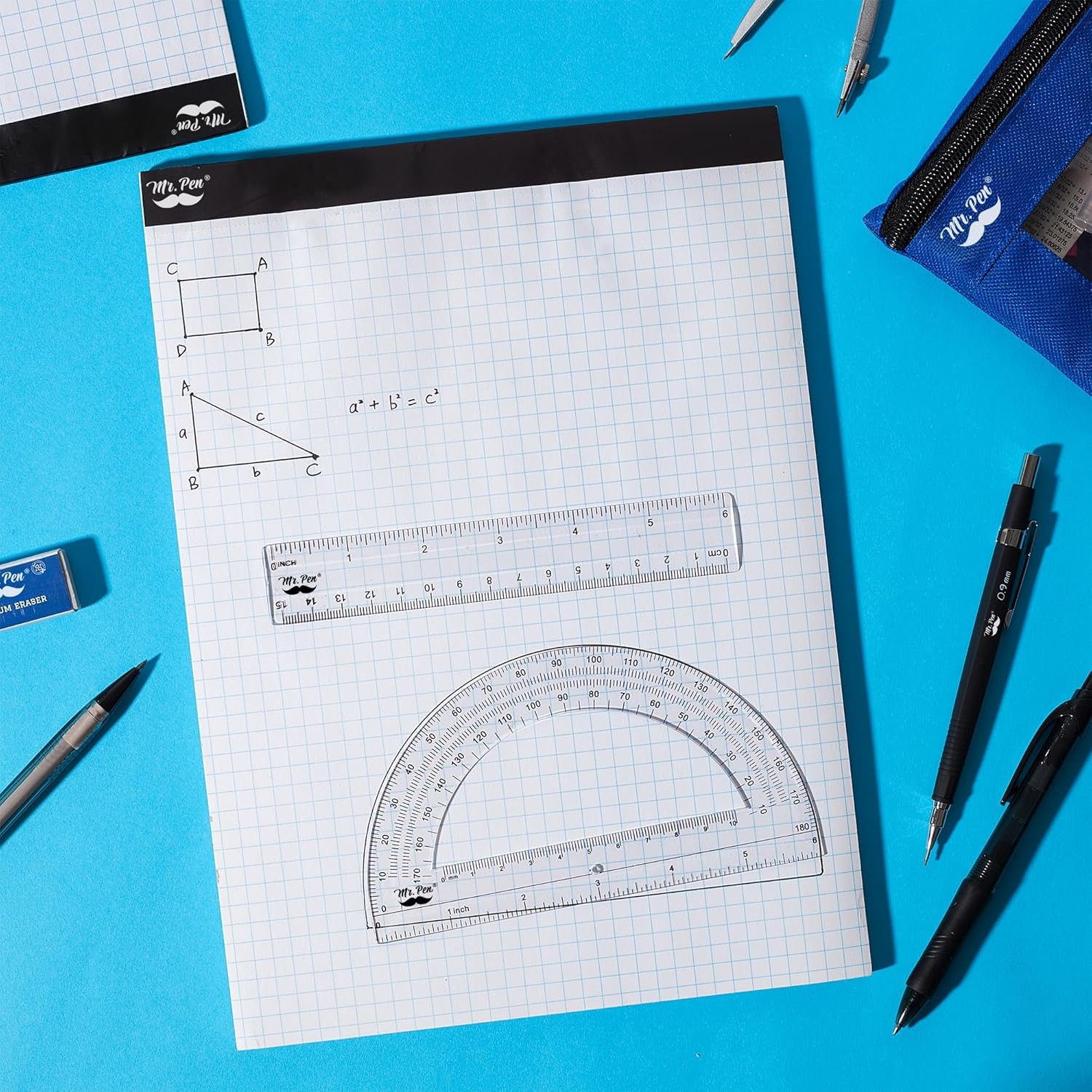 Mr. Pen Graph Paper, Grid 4×4 (4 Squares per 17×11, 4 sq/in, White