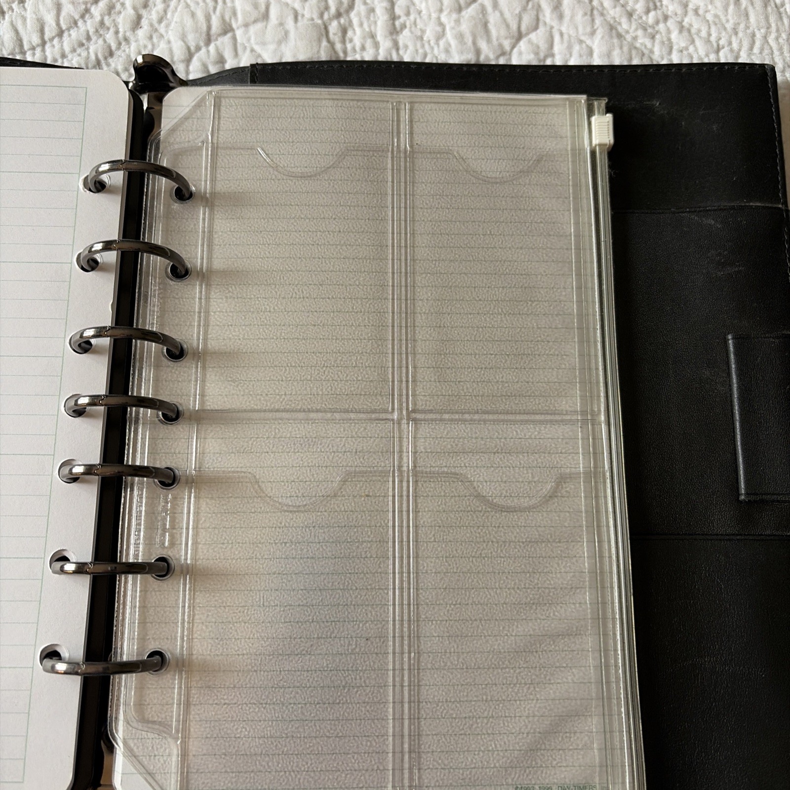 Vintage Day-Timer Genuine Leather Planner Black 6 Ring Binder Silver Buckle