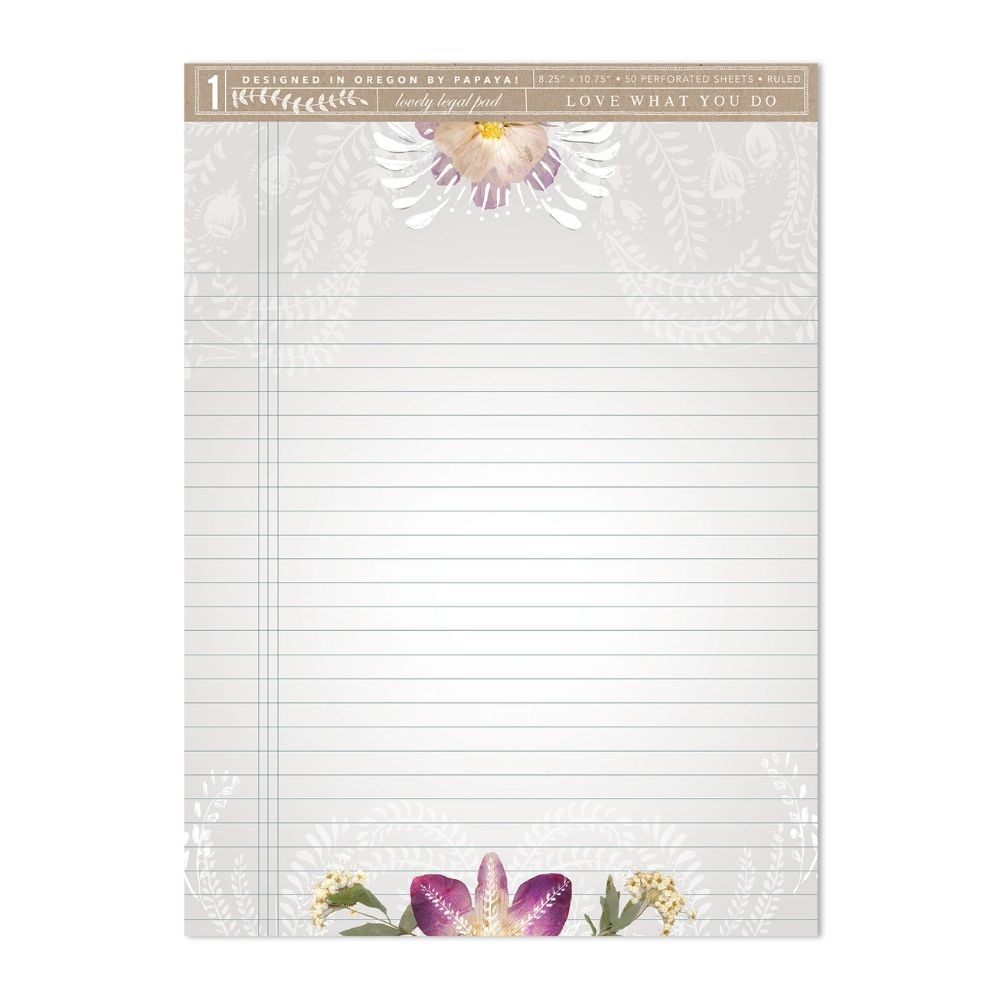 Papaya Art E6 Orchid Lace Lined Illustrated Double Sided Legal Pad 8.5″ x 11.8”