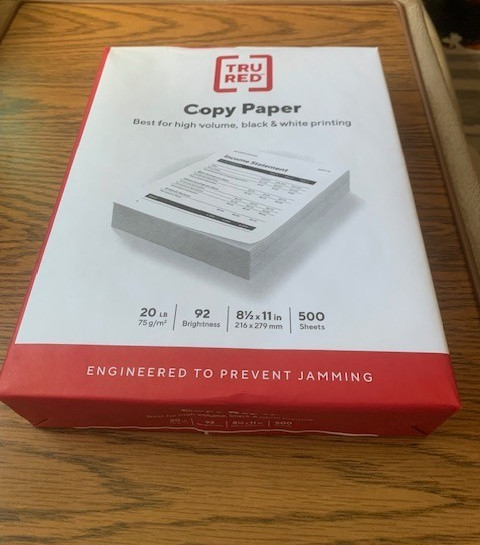 Ream of Paper TRU RED 8.5″x 11″ Copy Paper 20 lbs 92 Brightness 500 Pages 135855