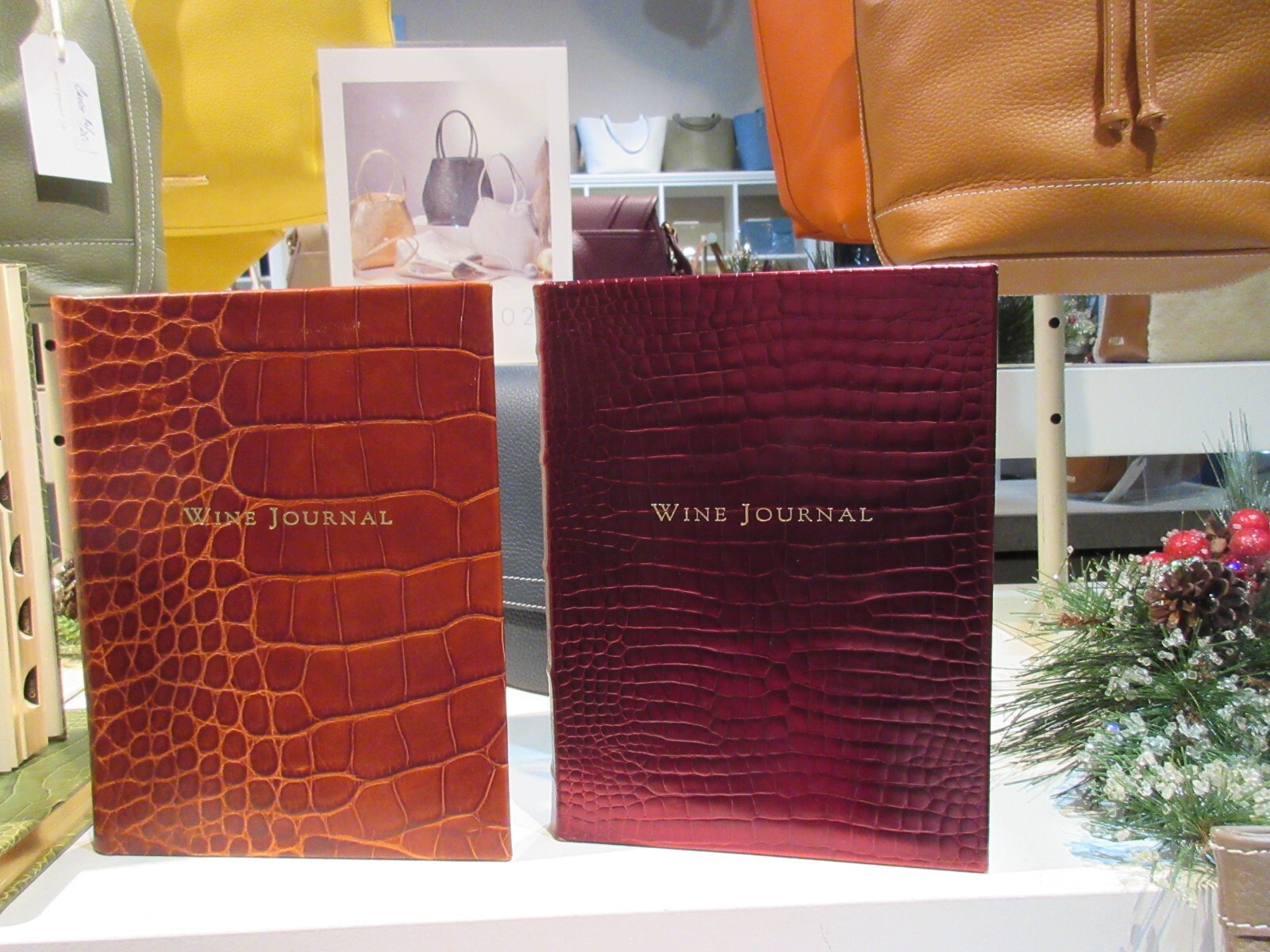Wine Journal Tabbed Notebook 9″ Leather Hardcover Graphic Image Green $94List