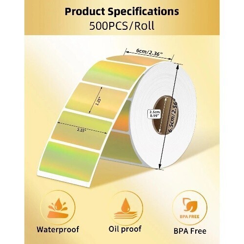 Direct Thermal Labels 2 Inch (50mm) Round Self-Adhesive Stickers 750/Roll 2 Roll