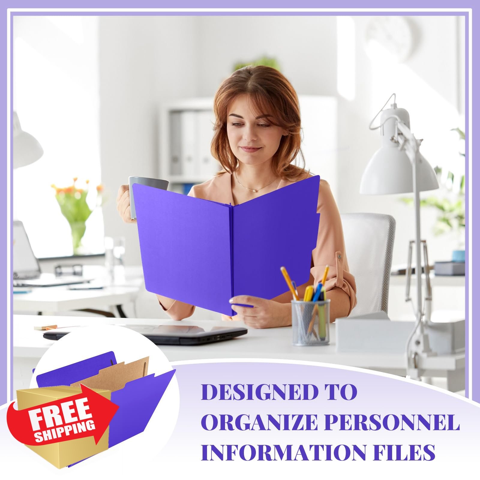 Skyygemm Purple 3 Pocket Classification Folders 12 Pcs