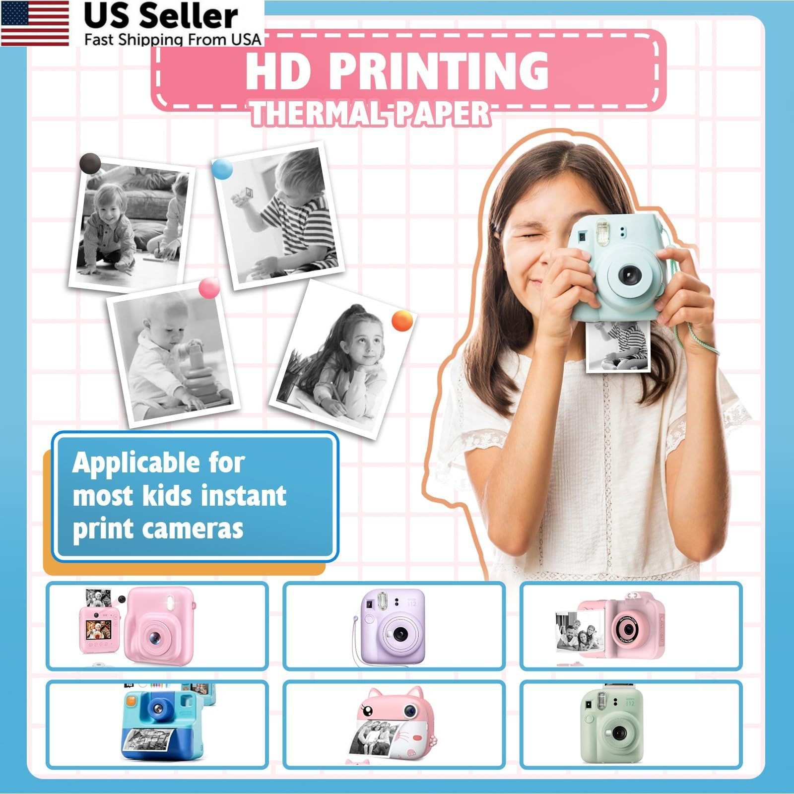 12 Rolls Mini Thermal Printer Sticker Paper, Kids Instant 12 Paper