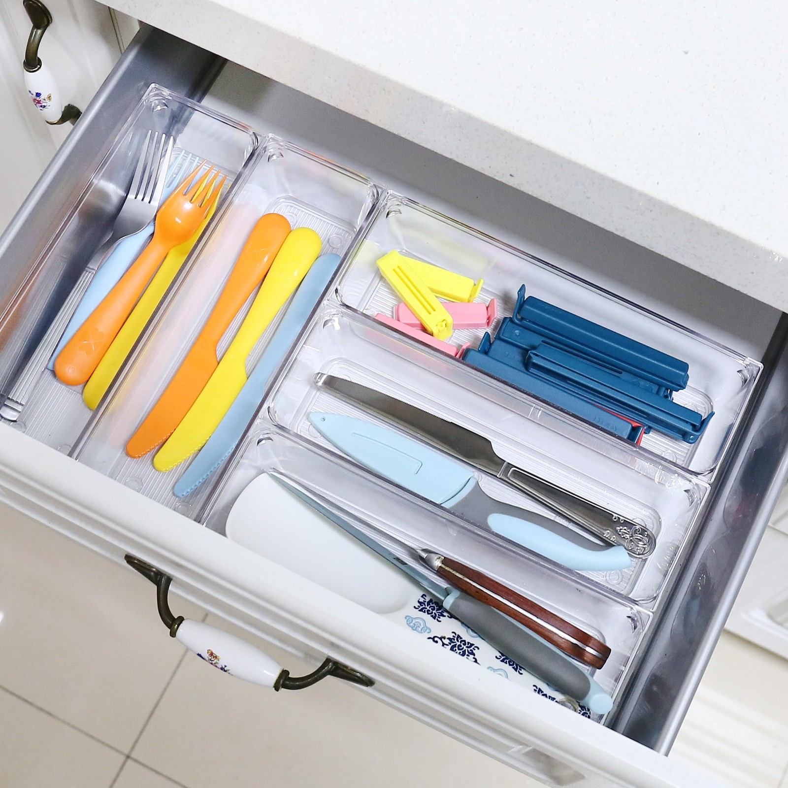 Lotfancy 8 Pack Clear Plastic Drawer Organizers 9.232 Food Grade Storage Trays