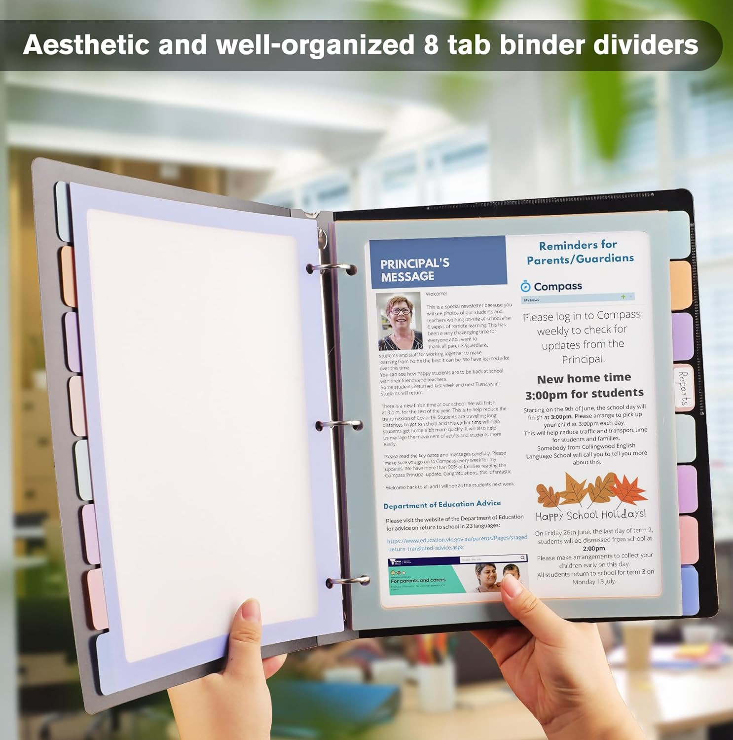 2 Set 8 Tab Binder Dividers for 3 Ring, Plastic Binder Dividers with Tabs Letter