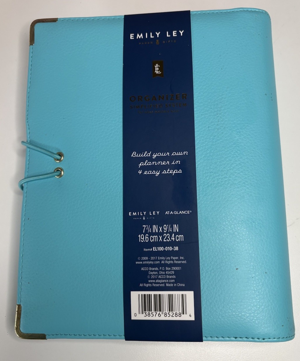 Emily Ley Simplified Planner Organizer Binder Teal Blue Gold 6-Ring NWT