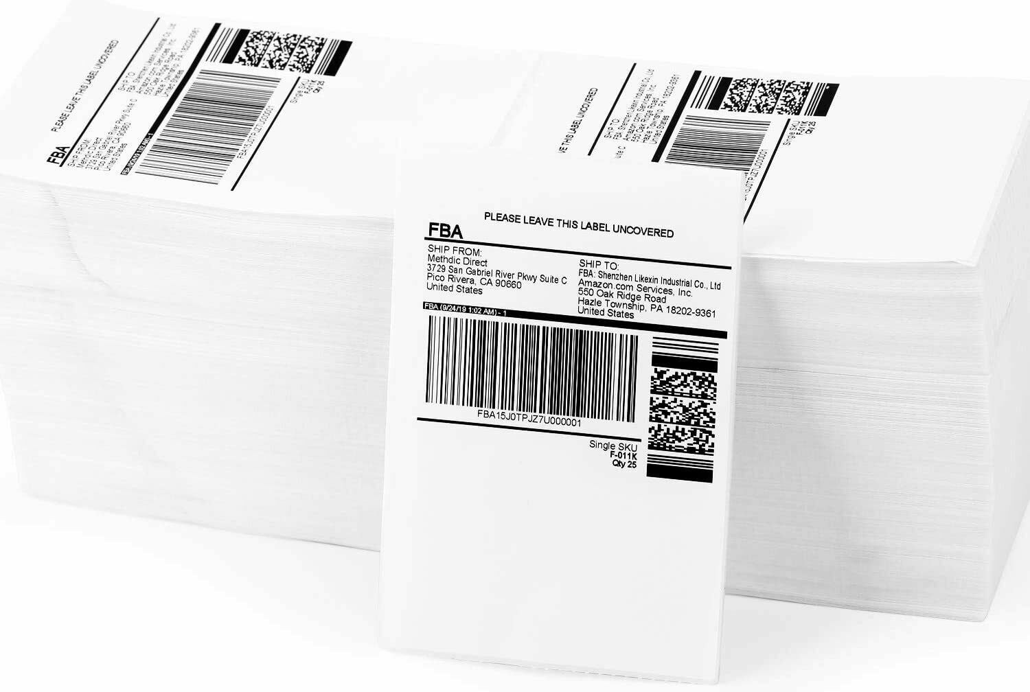500 4″x6″ Fanfold Direct Thermal Shipping Labels for Zebra and Rollo Printers