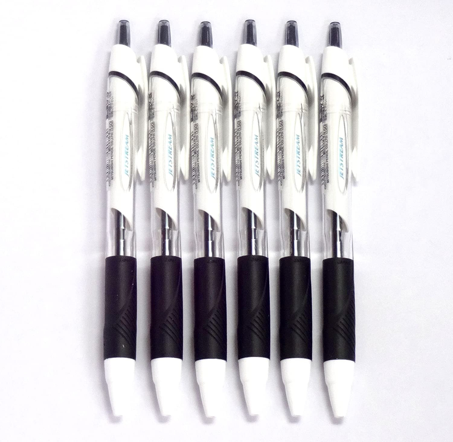 Uni Jetstream Standard Ballpoint Pen 0.5 mm Black Ink White Body 6 pens per