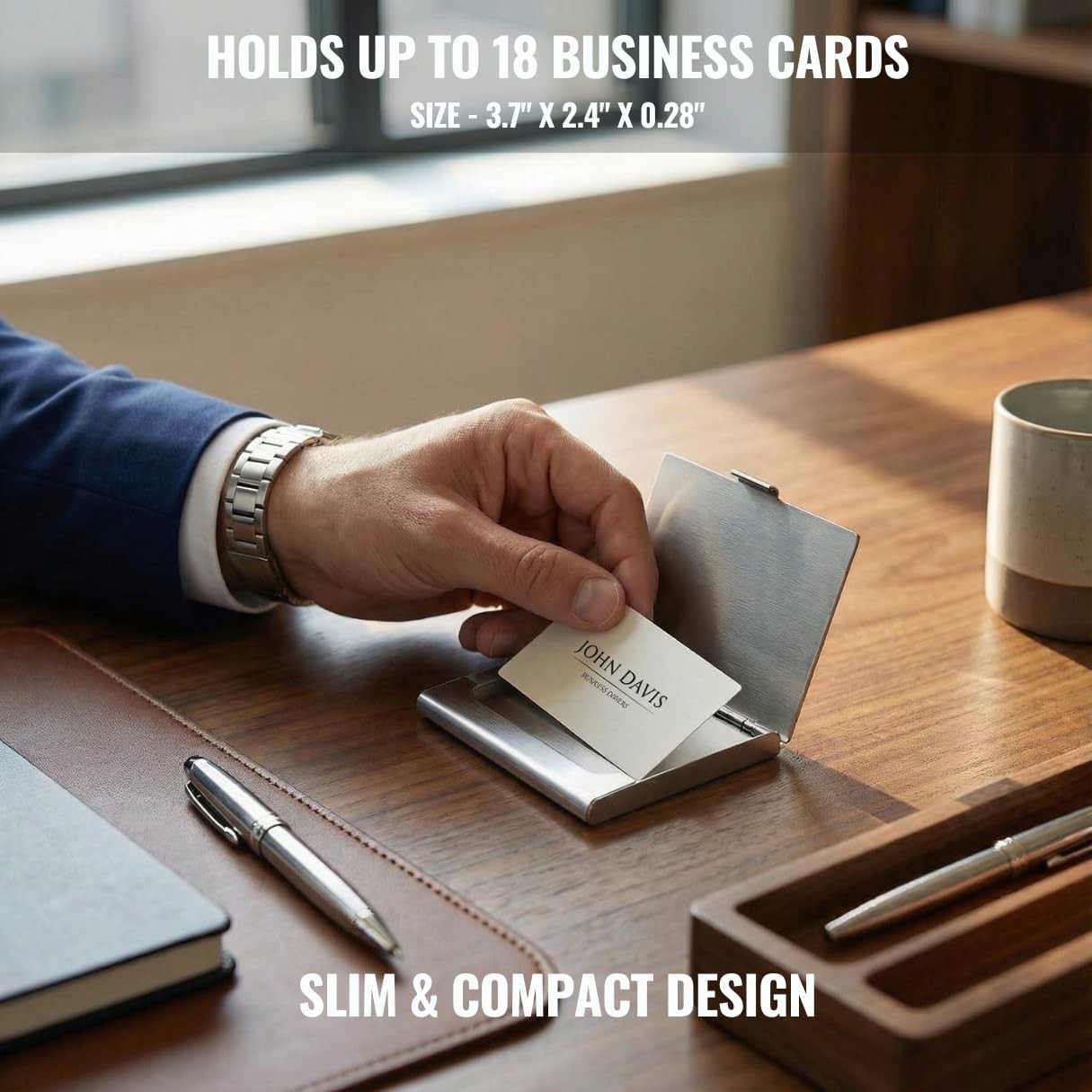 Business Card Holder, for Men and Women, Slim Minimalist Design Case, Stainle…